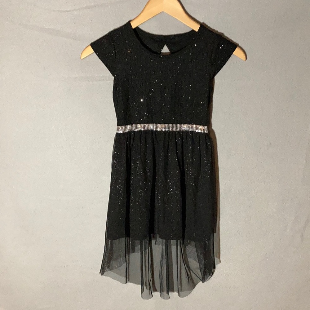 Black & Silver hi-low dress Girls Sz S (6-6x)